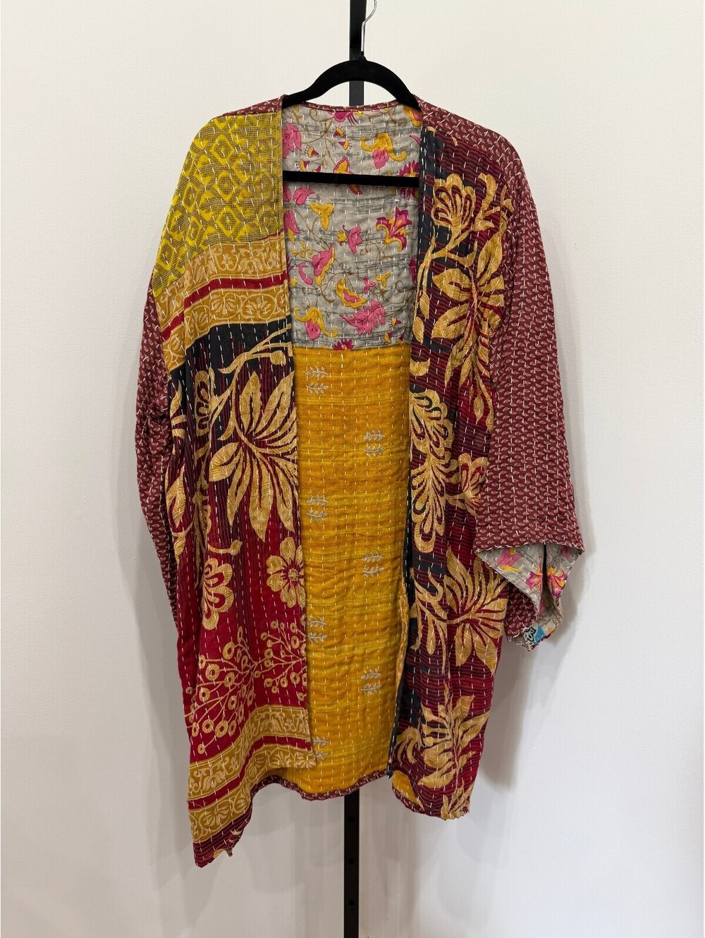 Vintage Kantha Patchwork Kimono Jacket boho multicolor